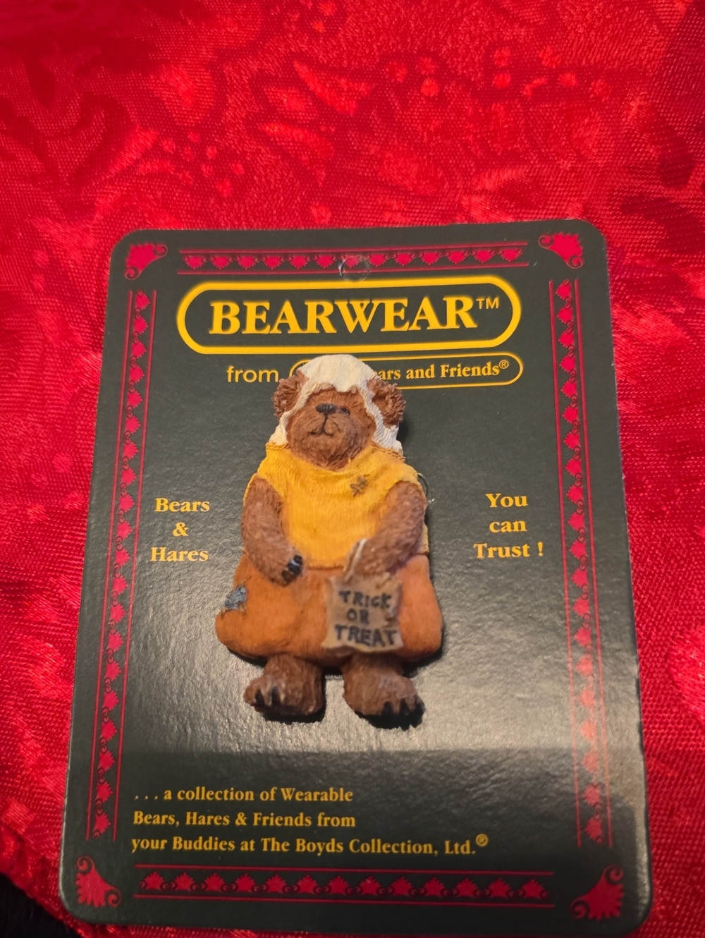 Bearwear Halloween Bear Pin - Yellow & Brown